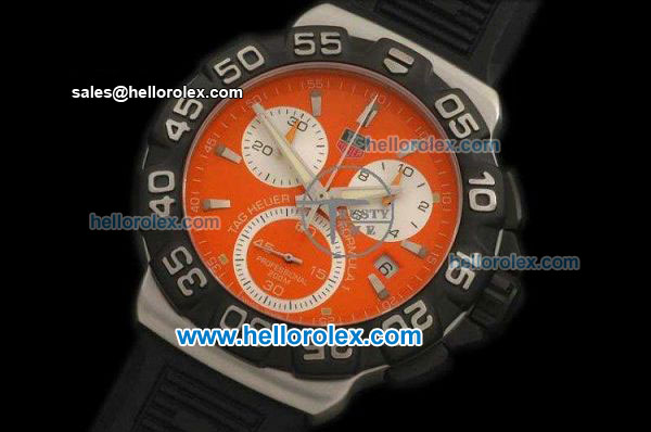 Tag Heuer Formula 1 Chronograph Swiss Quartz Movement Steel Case with Orange Dial and Black Rubber Strap - Click Image to Close